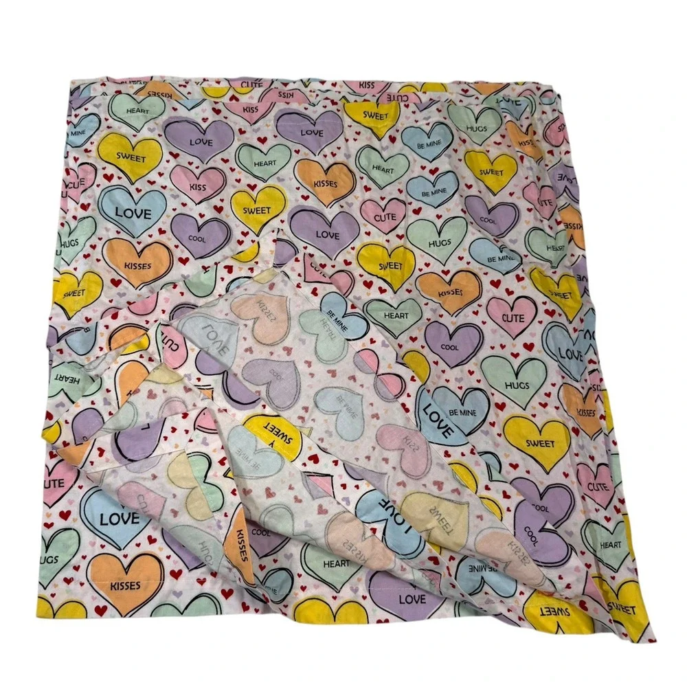Multicolor Conversation Heart Cloth Napkins 4pc Valentine Lovecore Kitsch